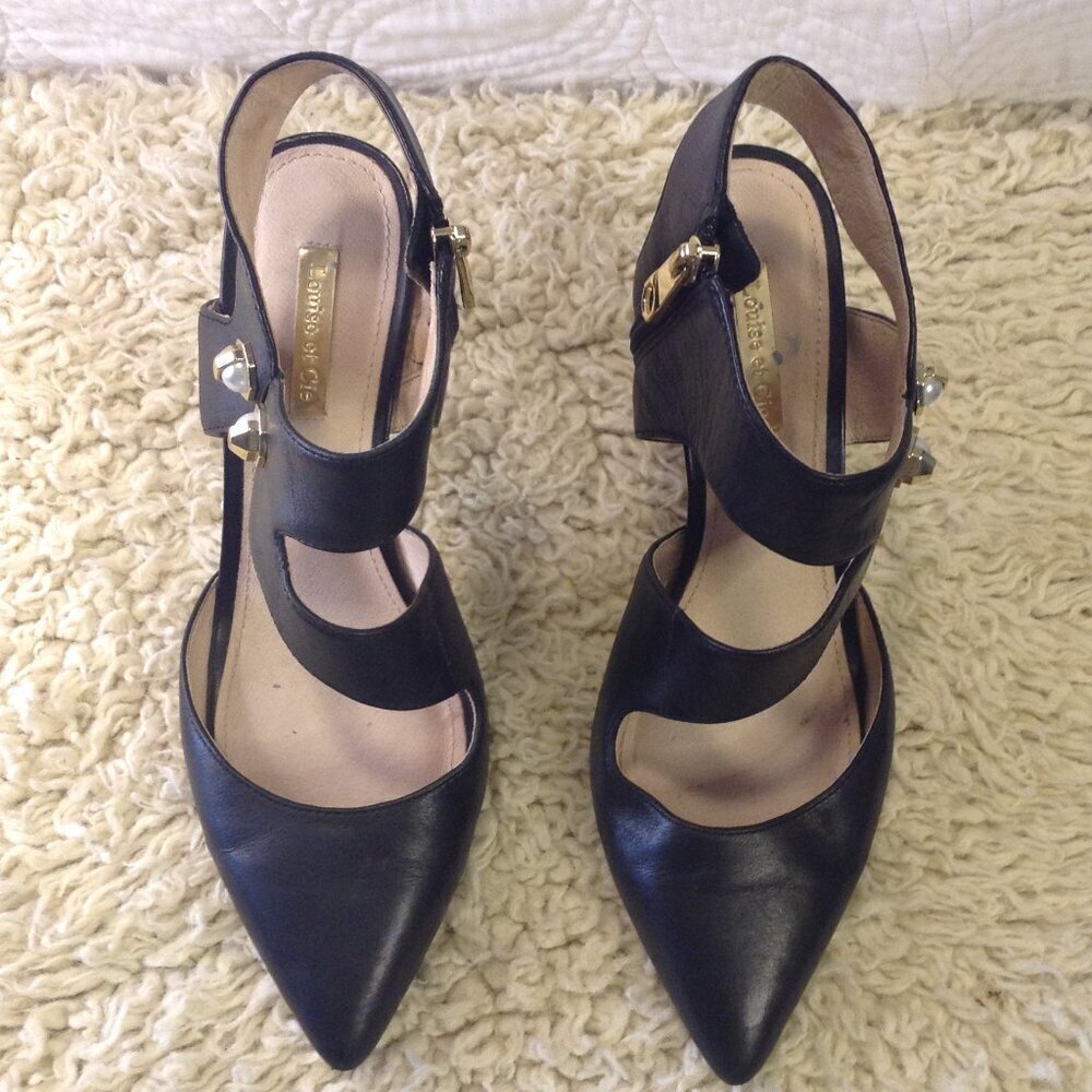 W Louise etCie "Jara" Leather 8.5 Pearl Detailed Pump Quiet Lux Old Money Classy